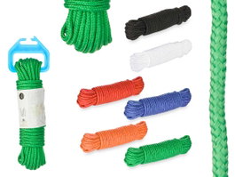 Arte Regal Corde à Linge en Plastique 10 m x 6 mm Lot de 6 Couleurs Assorties (Bleu, Blanc, Orange, Rouge, Vert, Noir) (Set de 24)