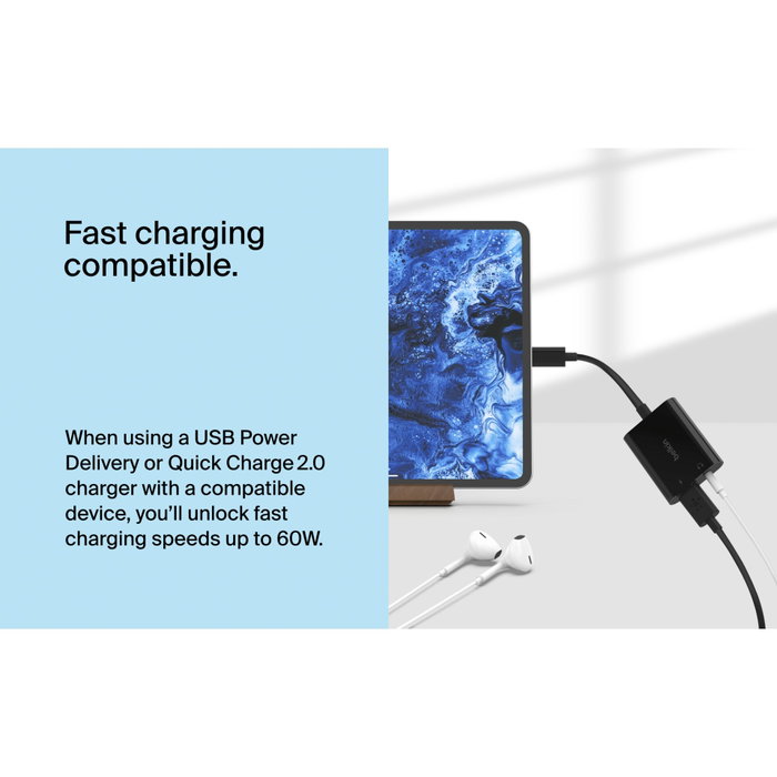 Belkin RockStar Adaptateur Audio et Charge USB-C 3,5 mm NPA004btBK