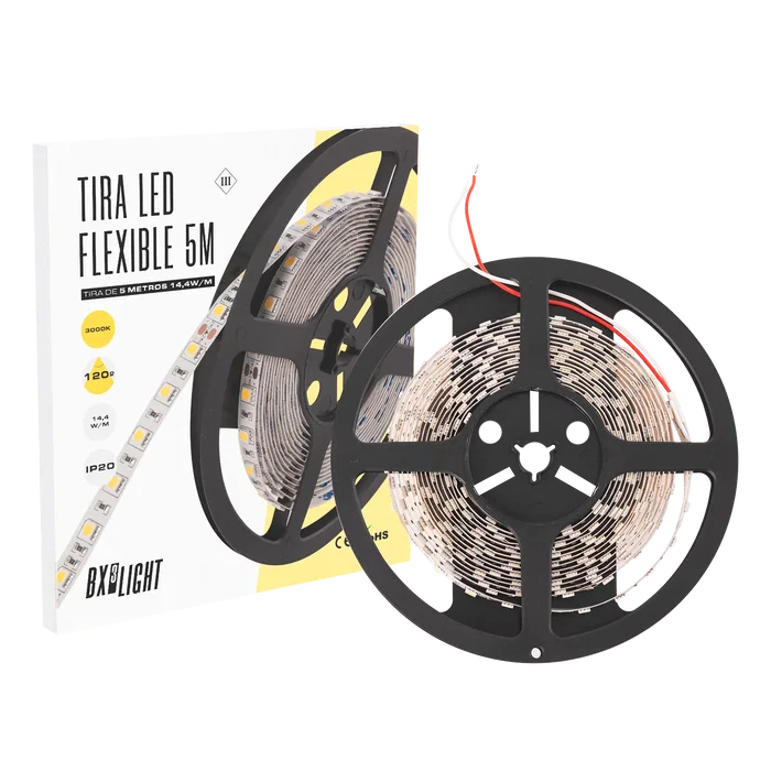 BX3 LIGHT BX3-R5031072W2-W Ruban LED 5m 300 SMD5050, 14.4W/m, 24V DC, IP20, Blanc Naturel 6000K, Décoration Intérieure