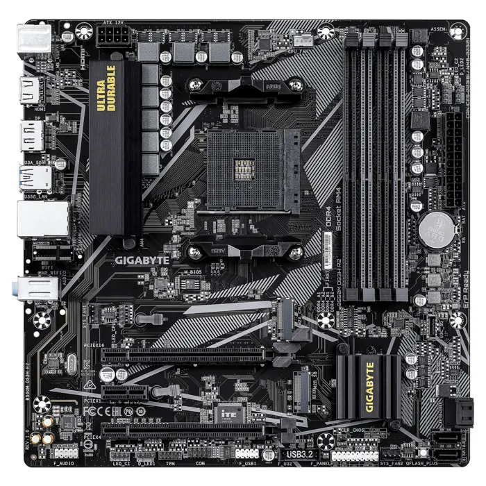 GIGABYTE B550M DS3H R2 - Carte mère Micro-ATX avec chipset AMD B550, compatible DDR4 et PCIe 4.0