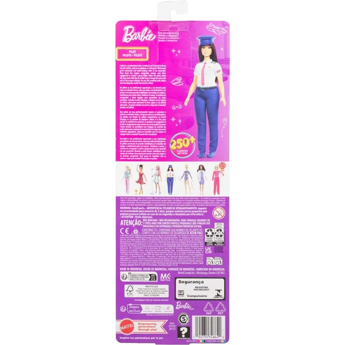 Barbie Poupée Pilote JKF75 avec tenue de pilote et képi