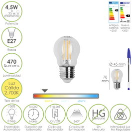 MAURER Ampoule LED Filament Globe E27 4,5W