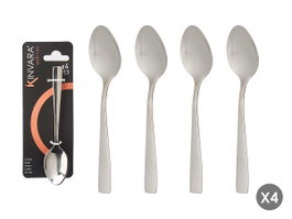 Kinvara Set de 4 Cuillères à Dessert en Métal Argenté 6x16.5x2.5 cm (Set de 12)