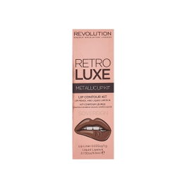 Makeup Revolution Set de Maquillage Retro Luxe Metallic - Liquid Lipstick & Lip Liner Sovereign (Rouge à Lèvres Liquide 5.5 ml + Crayon à Lèvres 1 g)