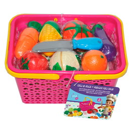 Tachan Cesta De Frutas Y Vegetales Para Cortar T00983 - Jouet éducatif de fruits et légumes à découper, pour développer la motricité, +2 ans