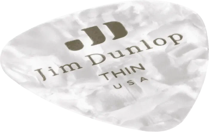DUNLOP Pack de 12 médiators en celluloïde véritable blanc nacré - Thin DUNLOP Pack de 12 médiators en celluloïde véritable blanc nacré - Thin