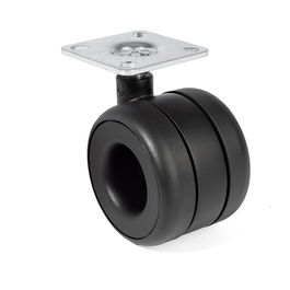 RUEDAS Roue Giratoire Plastique Double Jante Ø60mm Noir Avec/Sans Frein Platine 47x47mm Capacité 60kg