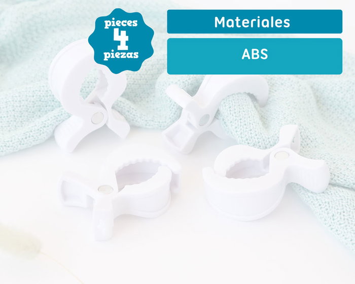 KioKids Pinces pour Muselines Blanc - Pack de 4 - Pour Poussette, Berceau ou Chaise Haute, À Partir de 0 Mois, Matière ABS KioKids Pinces pour Muselines Blanc - Pack de 4 - Pour Poussette, Berceau ou Chaise Haute, À Partir de 0 Mois, Matière ABS
