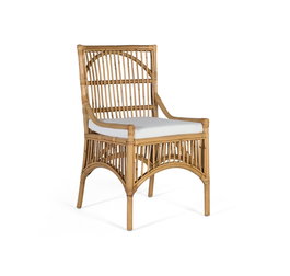 GINER Y COLOMER Lot de 2 Chaises en Rotin avec Coussin Blanc, Décoration en Jonc et Liège, Dosseret 47x52 cm - Ensemble Salon Salle à Manger