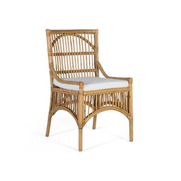 GINER Y COLOMER Lot de 2 Chaises en Rotin avec Coussin Blanc, Décoration en Jonc et Liège, Dosseret 47x52 cm - Ensemble Salon Salle à Manger