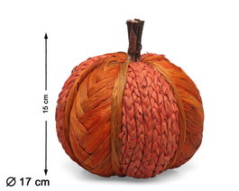 Citrouille Décorative en Osier, Tonalités Orange, 17 x 15 cm - Décoration Rustique d'Automne et Halloween - Centre de Table