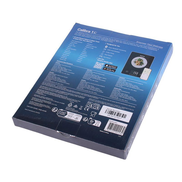 Renpho PEU-R-T001-BK Balance Connectée Intelligente Calibra 1L avec Analyse Nutritionnelle en Noir