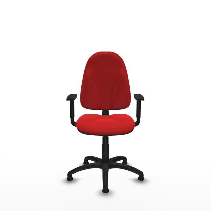 Chaise Algarra Contact permament de base Cuir écologique Rouge Structure polyamide noire Accoudoir 1D Sans appui-tête Patins de chaises