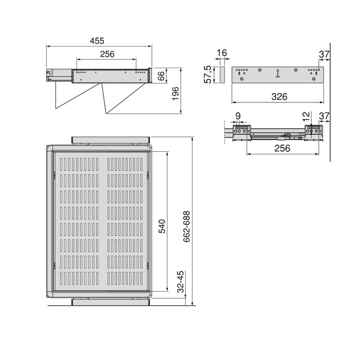 Emuca Kit de range-chaussures extractible pour armoires Quartz, réglable, module 700mm, Acier, aluminium et plastique, Titane Emuca Kit de range-chaussures extractible pour armoires Quartz, réglable, module 700mm, Acier, aluminium et plastique, Titane