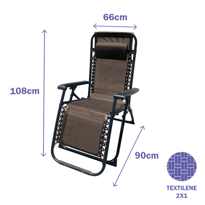 Marbueno Pack de 2 Tumbonas Pliables Acier Jardin Piscine Marron 90x66x108 cm 10007X2