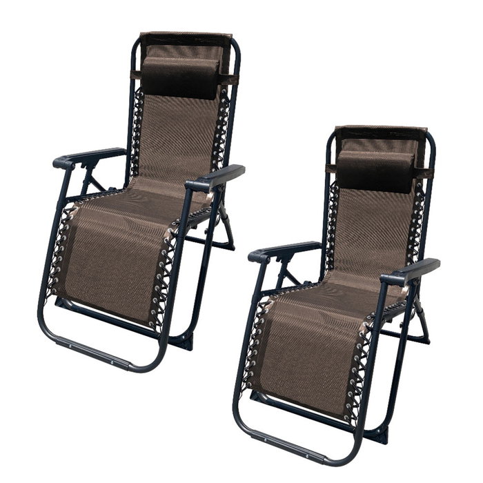 Marbueno Pack de 2 Tumbonas Pliables Acier Jardin Piscine Marron 90x66x108 cm 10007X2