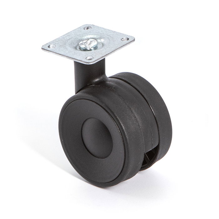 Q&Q Roue Pivotante à Double Bague Diamètre 60 cm avec Plaque Finition Blanc - Avec Frein ou Sans Frein - Acier et Fibres de Verre