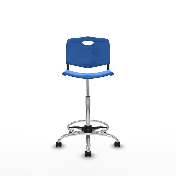 PIQUERAS Y CRESPO Tabouret Robledo Pivotant Bleu, Structure Chromée PIQUERAS Y CRESPO Tabouret Robledo Pivotant Bleu, Structure Chromée
