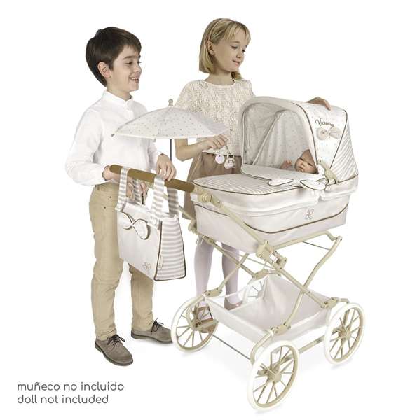 Decuevas Poussette Reborn Pliable Verona avec Ombelle pour Poupées jusqu'à 55 cm - 40x90x90 cm