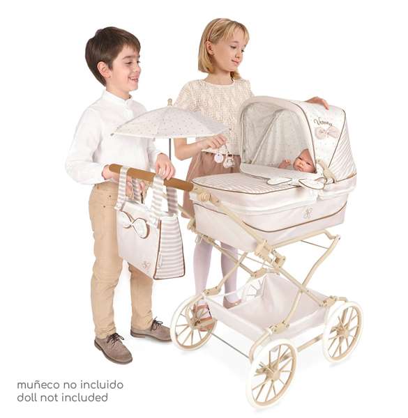 Decuevas Poussette Reborn Pliable Verona avec Ombelle pour Poupées jusqu'à 55 cm - 40x90x90 cm