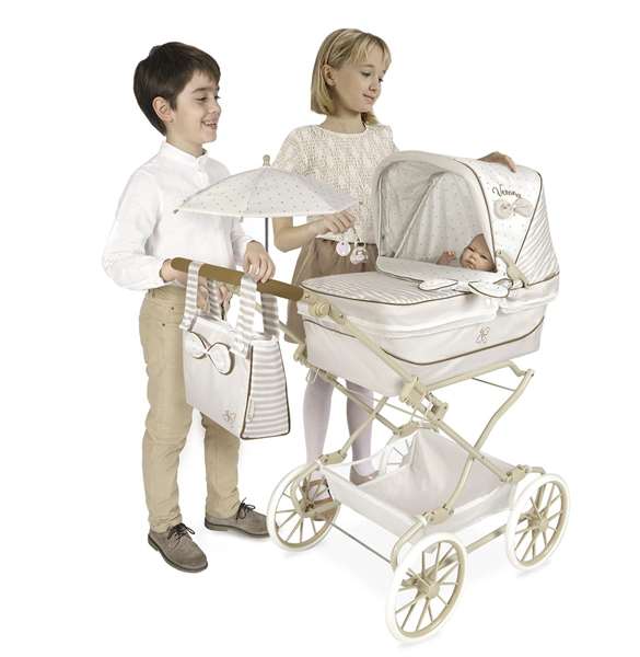 Decuevas Poussette Reborn Pliable Verona avec Ombelle pour Poupées jusqu'à 55 cm - 40x90x90 cm