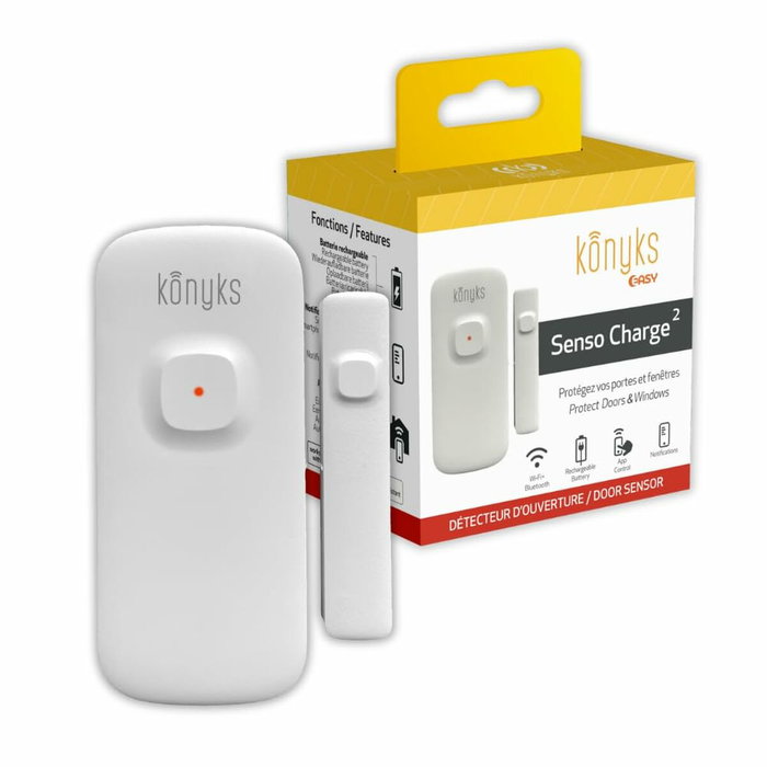 Konyks Senso Charge 2 - Détecteur d'ouverture Wi-Fi rechargeable pour porte et fenêtre