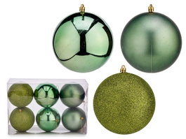 Krist+ Lot de 6 Boules de Noël Vertes 12 cm Assorties Plastique (Set de 10)