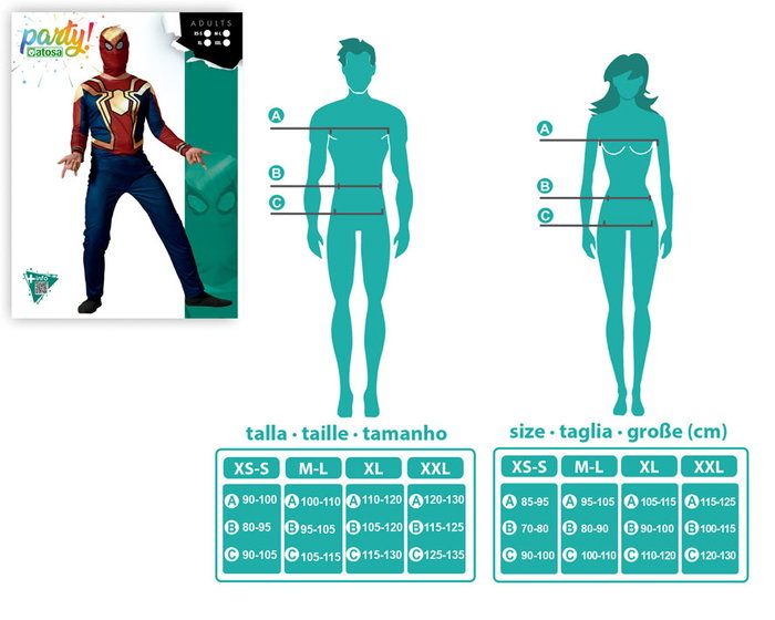 Atosa Déguisement Héros de Bande Dessinée Araña Bleu Homme Adulte