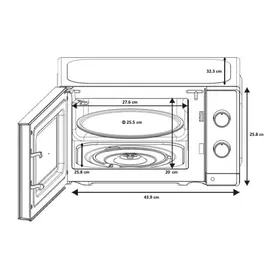 Oceanic OCEAMO20W12 Micro-ondes Monofonction 20 Litres 700 W Blanc - Dimensions (L x H x P): 43.95 x 25.82 x 35.75 cm