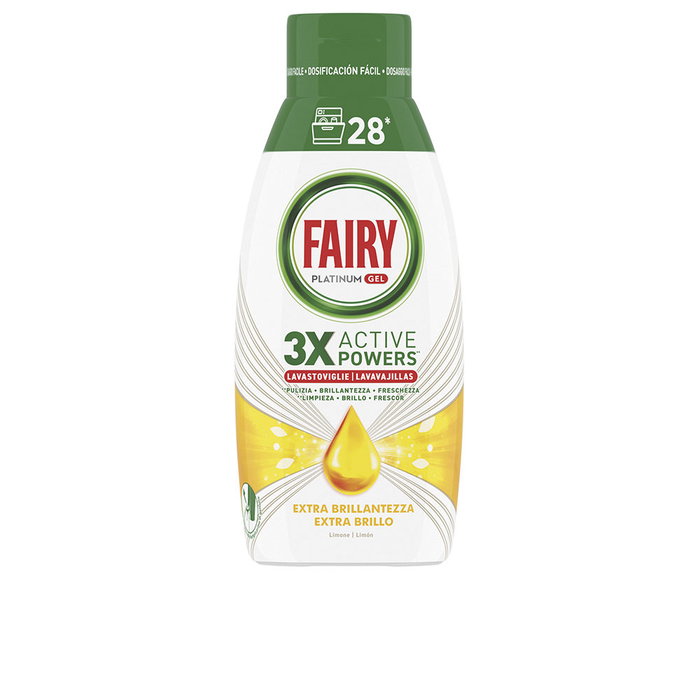 Fairy Gel pour lave-vaisselle Platinum citron - 28 lavages - Formule 3x Pouvoirs Actifs, dissolution rapide à basse température Fairy Gel pour lave-vaisselle Platinum citron - 28 lavages - Formule 3x Pouvoirs Actifs, dissolution rapide à basse température