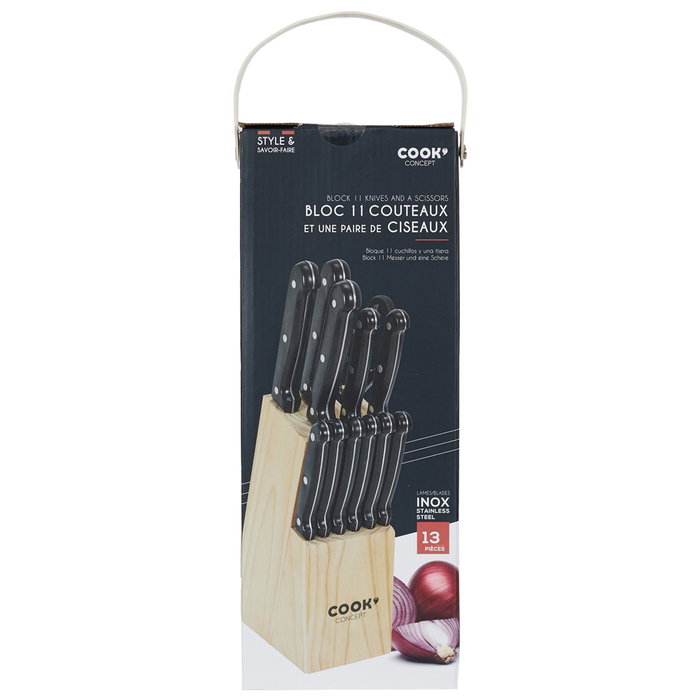 Cook Concept Ensemble de coupe de 13 pièces avec 11 couteaux et ciseaux