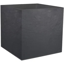 EDA - Volcania - Pot de fleurs carré 57 L pour Intérieur et Extérieur - Décoration Pierre - 49.5 x 49.5 x 49.5 cm - Gris Anthracite - Label Origine France Garantie