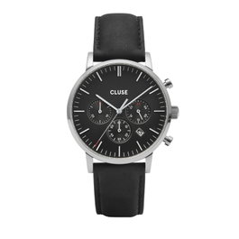 Cluse CW0101502001 - Montre pour femme avec cadran noir et bracelet cuir