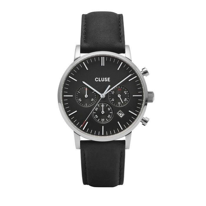 Cluse CW0101502001 - Montre pour femme avec cadran noir et bracelet cuir Cluse CW0101502001 - Montre pour femme avec cadran noir et bracelet cuir