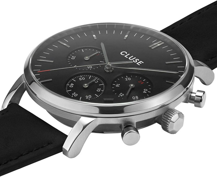 Cluse CW0101502001 - Montre pour femme avec cadran noir et bracelet cuir Cluse CW0101502001 - Montre pour femme avec cadran noir et bracelet cuir