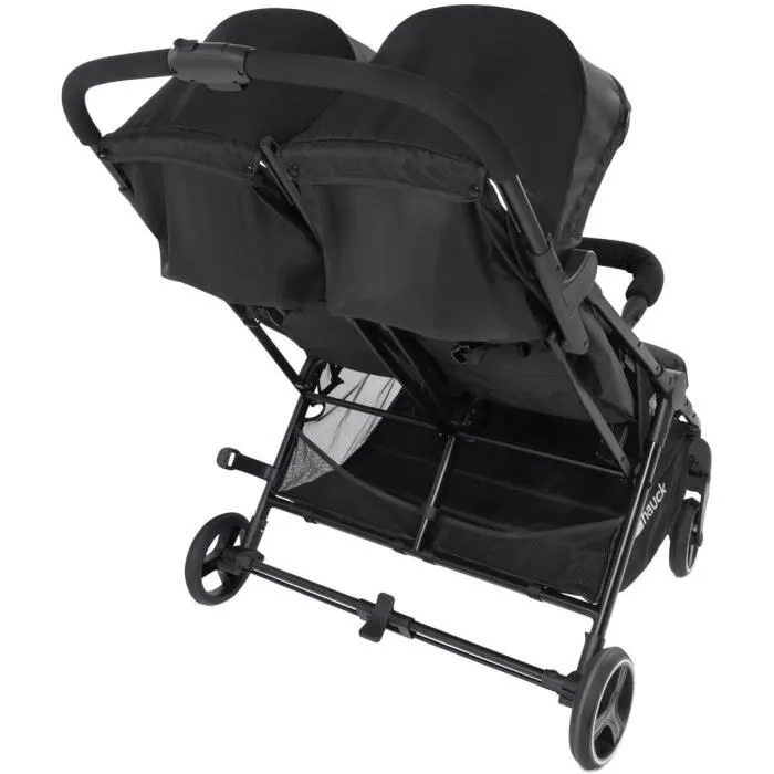 Hauck Swift X Duo Poussette double légère pour jumeaux/enfants rapprochés, pliage une main, sièges inclinables indépendants, 4 roues, Noir