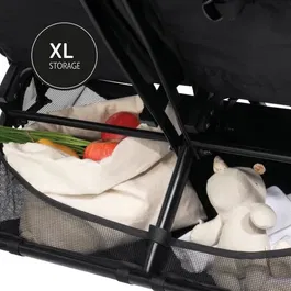 Hauck Swift X Duo Poussette double légère pour jumeaux/enfants rapprochés, pliage une main, sièges inclinables indépendants, 4 roues, Noir