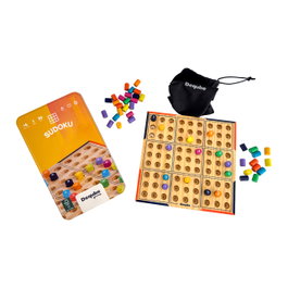 DEQUBE Sudoku en bois avec boîte métallique