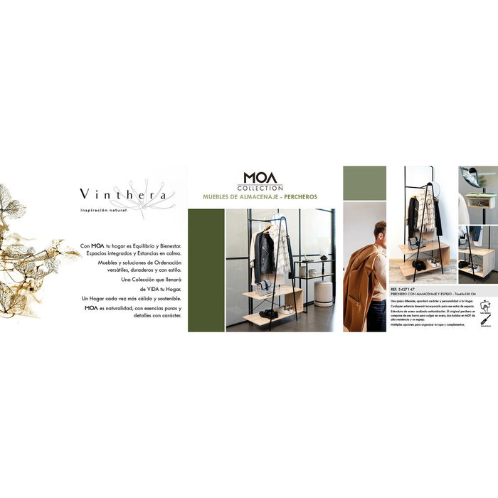 Vinthera Moa Porte-manteau avec miroir Noir Beige