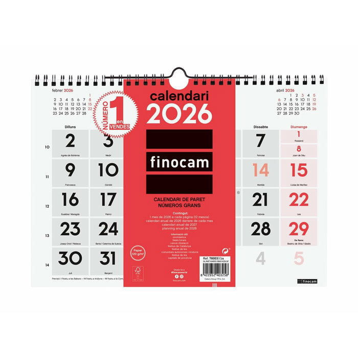 calendrier mural Finocam A4 Papier 30 x 21 cm calendrier mural Finocam A4 Papier 30 x 21 cm
