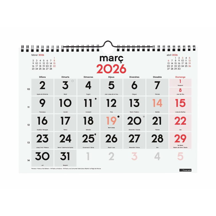 calendrier mural Finocam A4 Papier 30 x 21 cm calendrier mural Finocam A4 Papier 30 x 21 cm