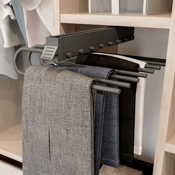 Emuca Porte-pantalons extractible, Gauche, Acier et Plastique, Titane