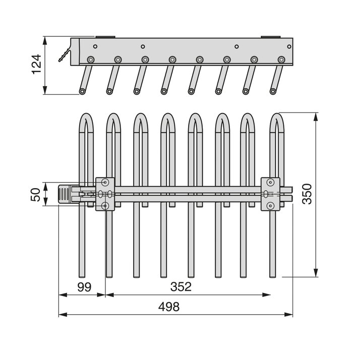 Emuca Porte-pantalons extractible, Gauche, Acier et Plastique, Titane
