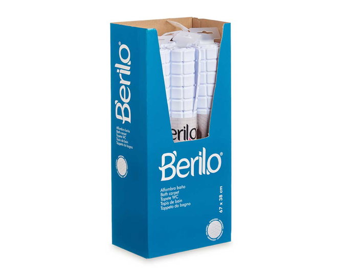 Berilo Tapis de Bain Antidérapant à Carreaux Blanc Grd - 39x67,7 cm (Set de 6)