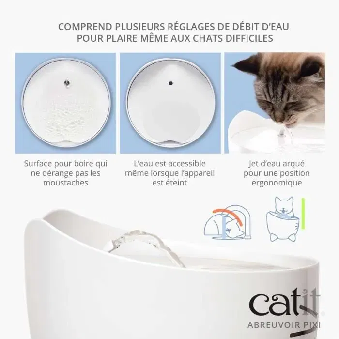 Cat It PIXI Fontaine à Eau Automatique pour Chat avec Filtre, 2.5L, Vert - Source d'Eau Fraîche Continue pour Prévention des Maladies Urinaires
