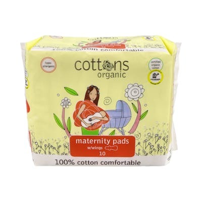 COTTONS Serviettes de maternité ORGANIC avec ailes, 10 unités COTTONS Serviettes de maternité ORGANIC avec ailes, 10 unités