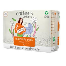 COTTONS Compresse Maternité Avec Ailes 10 Unités Organic