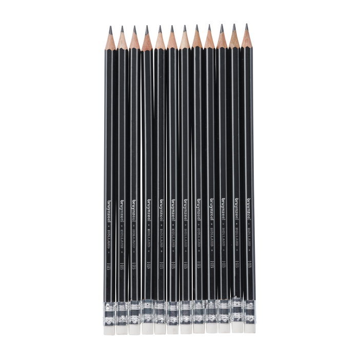 Bruynzeel Trousse de 12 crayons à papier HB avec gomme à effacer