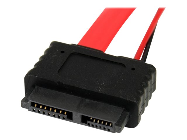 Startech Adaptateur SATA Slimline 13 Broches vers SATA 7 Broches et Molex LP4 - 0,5 m - Rouge