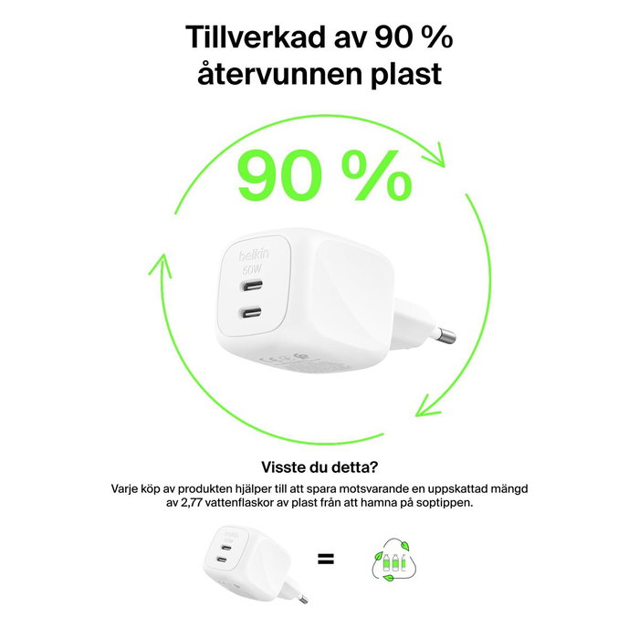 Chargeur mural Belkin WCH019KQWH Blanc 50 W